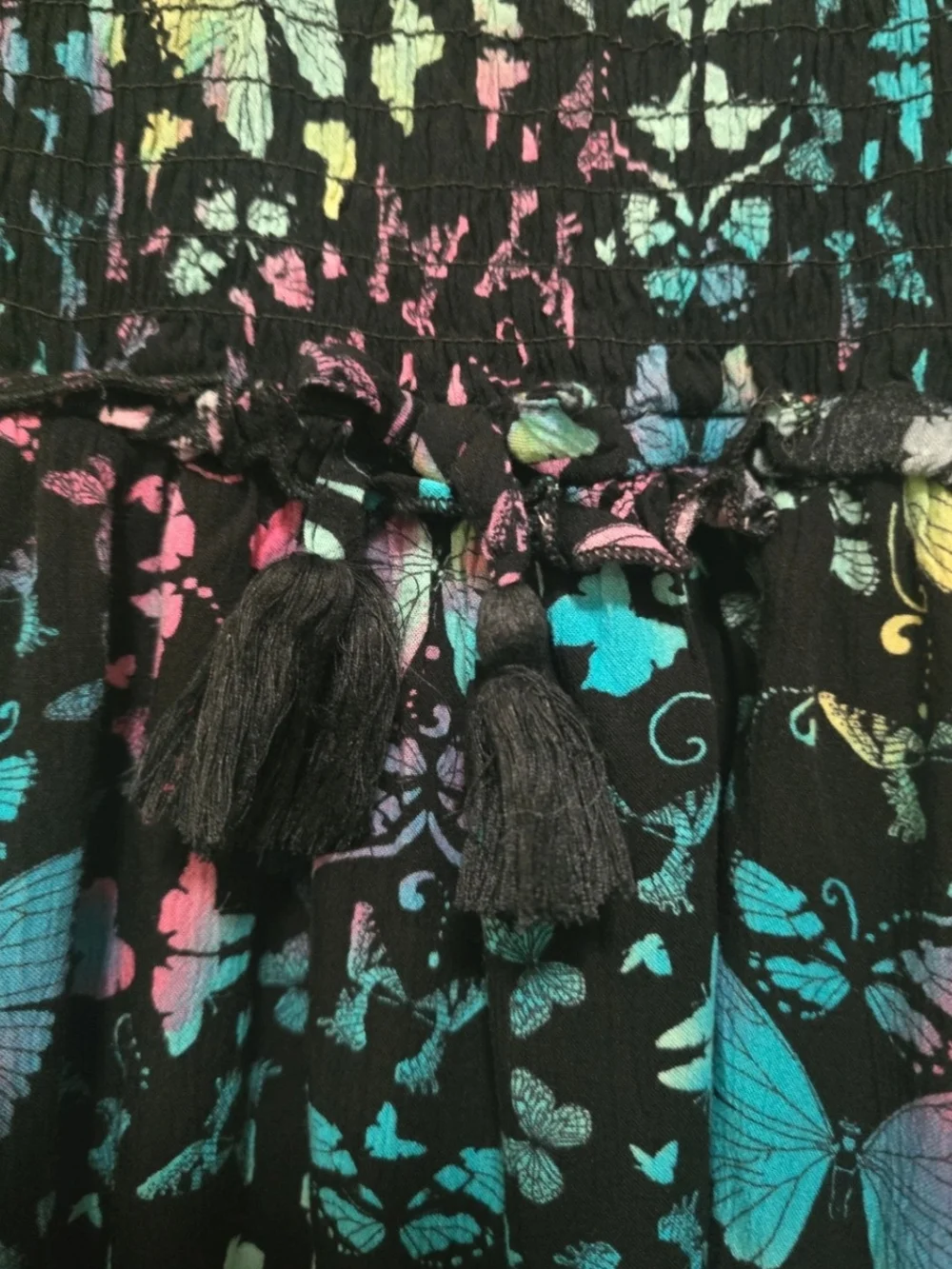 Justice Black Maxi Dress with Multicolor Butterfly Print